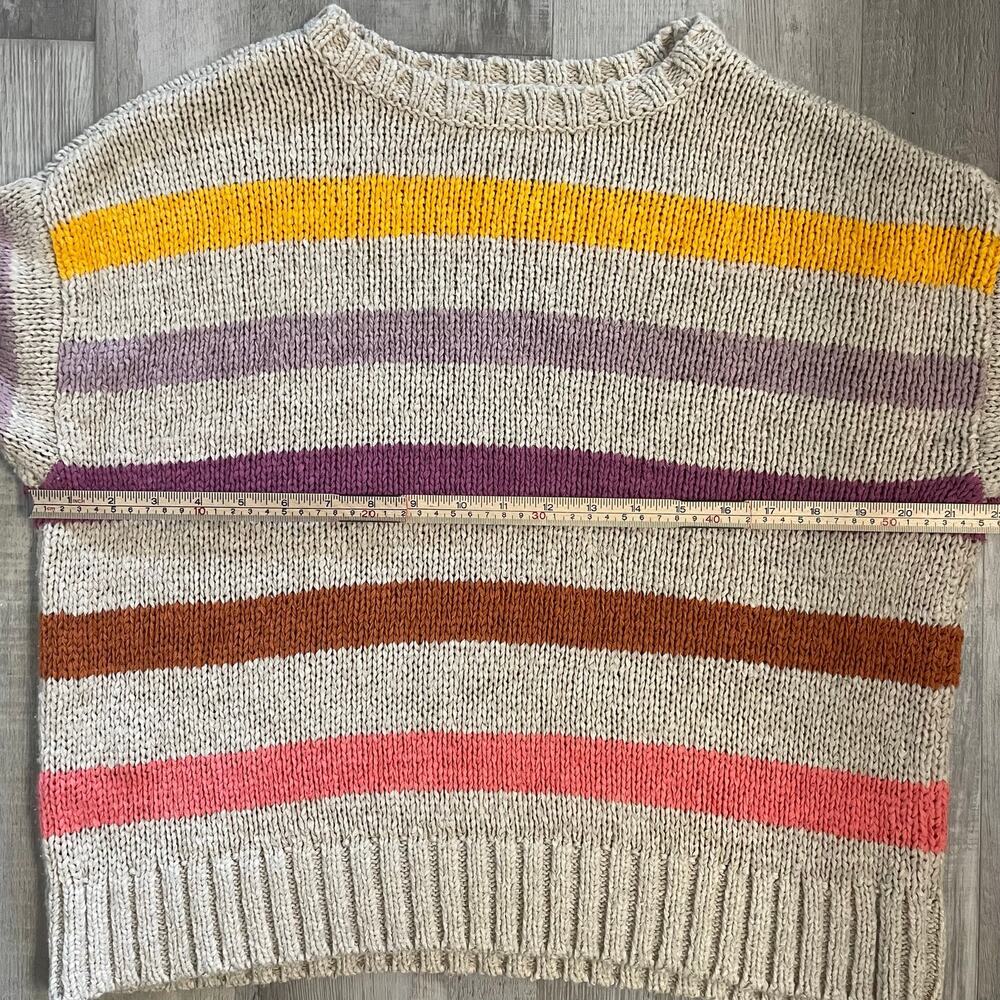 Lou & Grey & LOFT Sweater Womens LARGE Multicolor Chunky Knit Striped Pullover - Picture 5 of 14